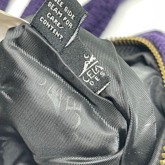 Icelandic Design Wool Blend Shoulder Bag Two Strap Purse Knitted Purple Floral - Picture 12 of 13